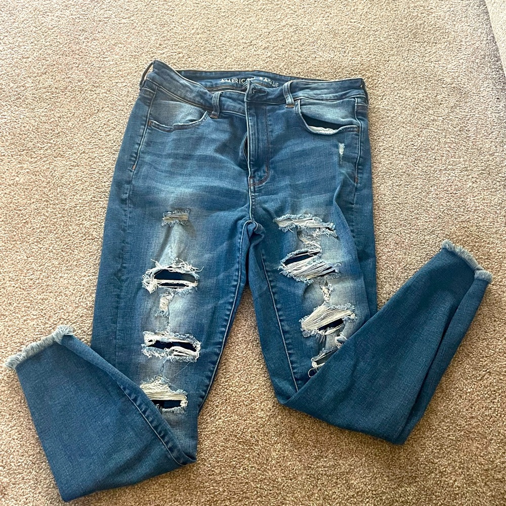 Ripped Super Stretch American Eagle Skinny Jeans